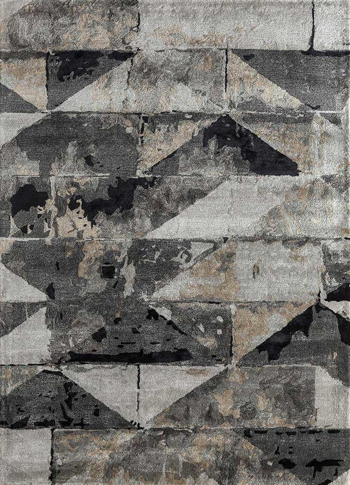  grey and black wool and viscose Hand Tufted Rug